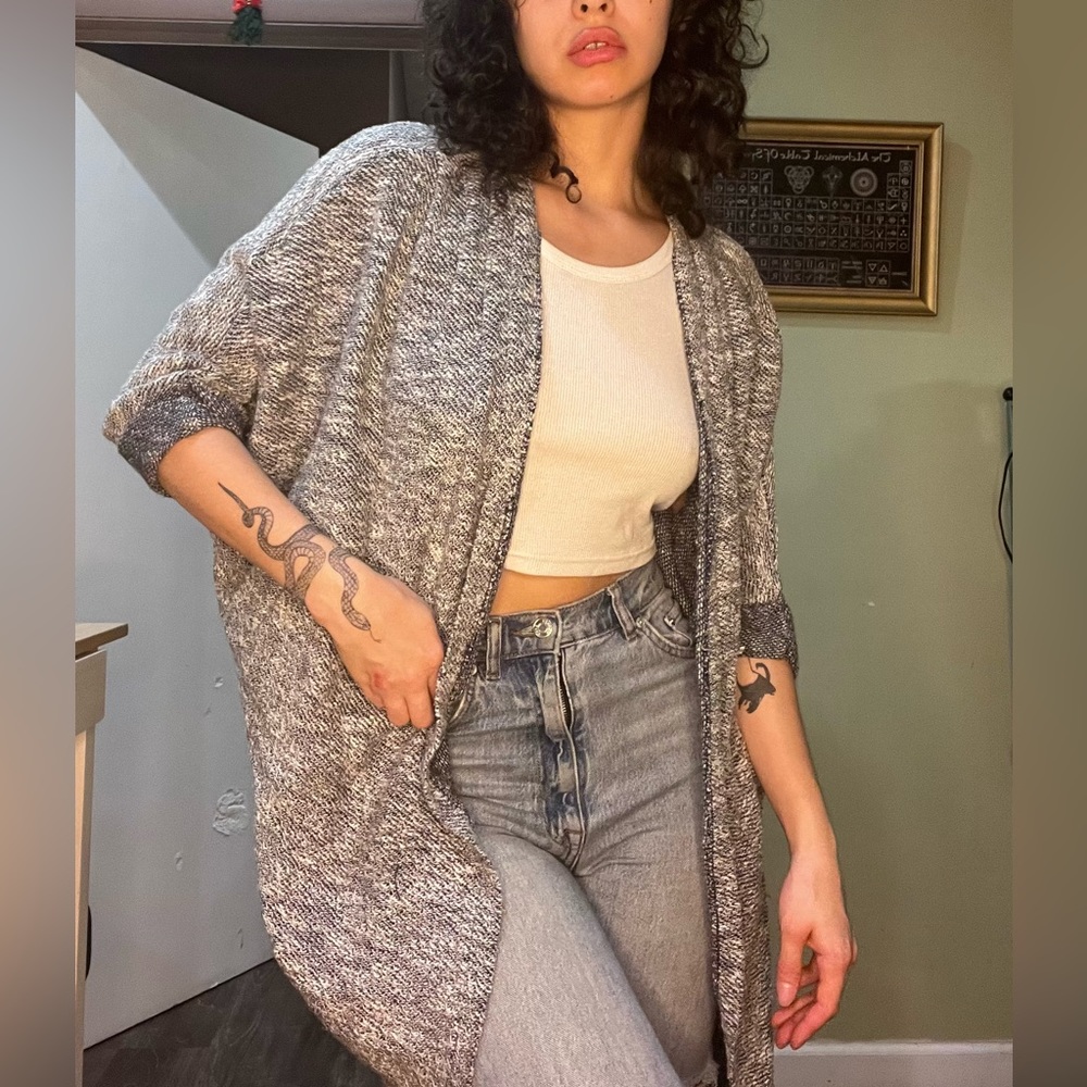 cozy long american apparel knit cardigan w/ half sleeves
